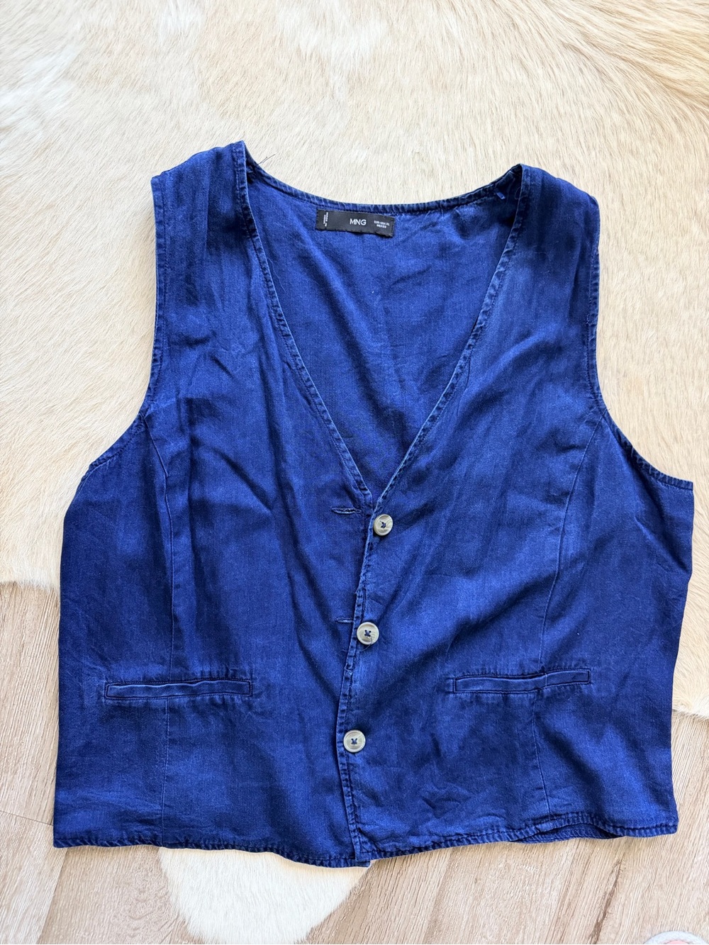 Mango Women’s Deep Blue Button-Front Vest